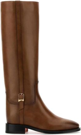 Santoni Mandy Laarzen met gespdetail tot over de knie - Dames - Hoge Laarzen - Bruin - 36 EU - Leer - Schoenen