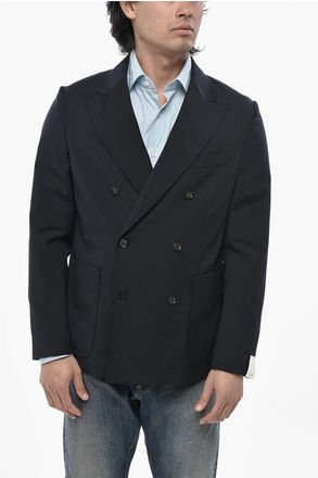 Paolo Pecora Wool-Blend Unlined Double-Breasted Blazer size 46