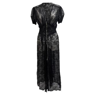 Paco Rabanne Paco Rabann Lace Button-Down Midi Dress in Black Nylon