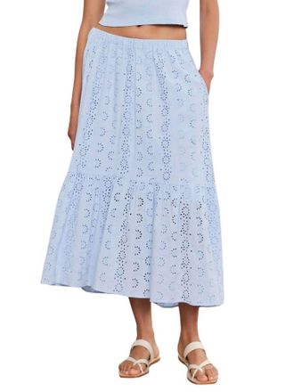Velvet Amelia Cotton Eyelet Skirt In Island