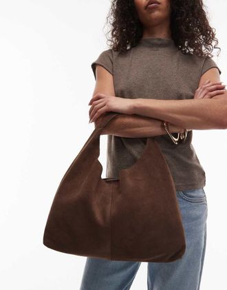 & Other Stories Borsa shopping piccola in camoscio marrone