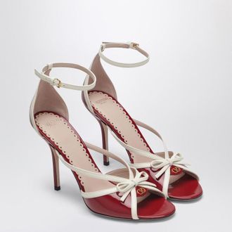 Valentino Garavani Bepointy Sandal Red/Ivory In Patent Leather And Kidskin