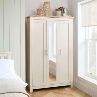 Birlea 3 Door Mirror Wardrobe Highgate Farmhouse Shabby Chic in Cream