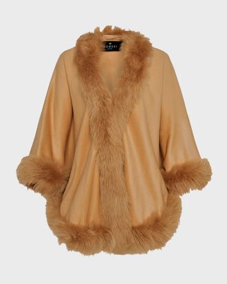 Gorski Cashmere Cape With Toscana Shearling Lamb Trim