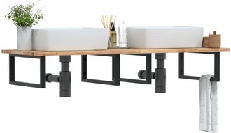 vidaXL Vidaxl - Estante De Lavabo De Pared Acero Y Madera Maciza De Acacia