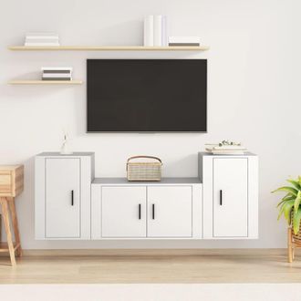 Berkfield Home 3 Piece TV Cabinet Set White Engineered Wood