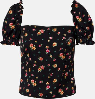Dolce & Gabbana Floral silk-blend charmeuse top