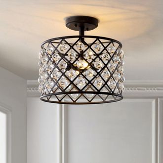 Jonathan Y Designs Gabrielle 14.5 Crystal/Metal LED Semi-Flush Mount