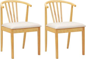 vidaXL Silla De Comedor 2 Uds. Madera De Caucho S&oacute;lida Natural Y Claro Vidaxl