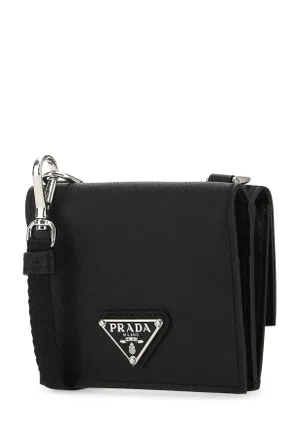 Prada Mens Black Leather Cardholder F0002 Vitello Portafogli Wallet