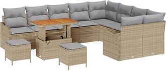vidaXL Vidaxl - Garden Sofa Set Height-Adjustable 12 pcs Beige Poly Rattan