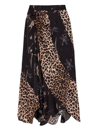 AllSaints Gonna leopardata con coulisse - Marrone