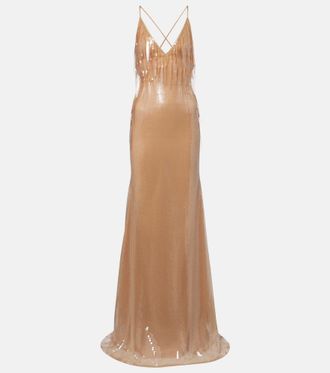 DAVID KOMA D&eacute;grad&eacute; sequined gown