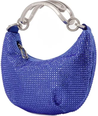 Off-white Womens Mini Binder Clip Bag Strass Blue Leather Handbags-purses