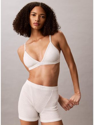 Calvin Klein Womens Classic Comfort Cozy Waffle Lightly Lined Triangle Bra - Grey - XS