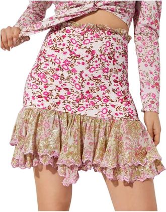 Hemant & Nandita Bloemen Mini Rok - Dames - Korte rokken - Veelkleurig - XS - Rokken