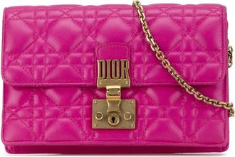 Dior 2018 Lambskin Cannage DiorAddict Wallet on Chain crossbody bag - Pink
