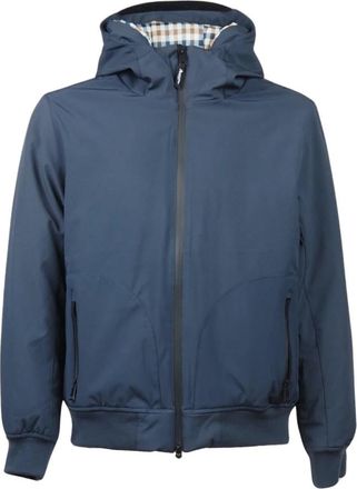 Aquascutum Blauwe Winterjas met Capuchon - Heren - Winterjassen - Blauw - 2XL - Polyester - Jassen