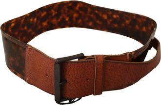Ermanno Scervino Womens Dark Brown Leather Buckle Waist Belt