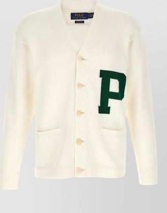 Polo Ralph Lauren bicolor cotton v-neck intarsia cardigan
