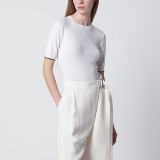 Brunello Cucinelli White cashmere and silk knit top