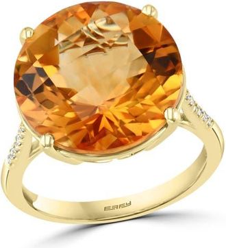 Effy 14K Yellow Gold Citrine & Diamond Classic Statement Ring in 14K Gold at Nordstrom, Size 7