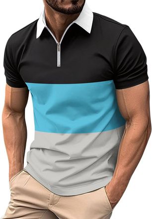 Generic Tee Shirts for Men Adult, Short Sleeve Casual Polo Shirts Classic Color Block Button T-Shirt Stylish Tops Funny Golf Shirts Mens UK Christmas Shirt (3