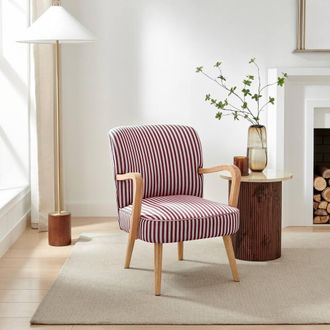 Furniturebox Sylvie Accent Chair with Oak Effect Legs in Raspberry