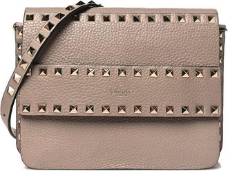 Valentino Poudre Pebbled Calfskin Leather Rockstud Side Slip Crossbody (Authentic Pre-Loved)