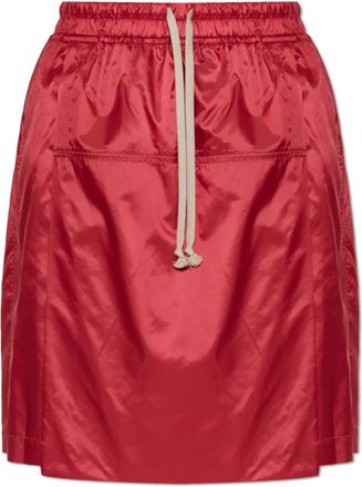 Rick Owens Drawstring Midi Kilt Shorts - Dames - Korte rokken - Rood - S - Polyester - Rokken