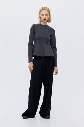 H&M Jersey Peplum Top in Dark Gray at Nordstrom, Size Xx-Small