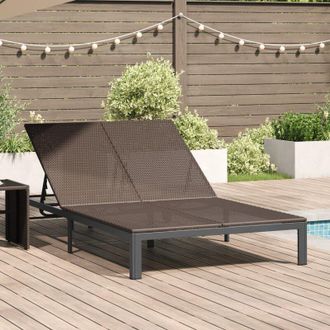 vidaXL vidaXL Lettino da Sole 2-persona Marrone 60 x 200 x 27cm polyrattan