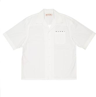Marni Logo-Print Cotton Poplin Bowling Shirt, Brand Size 50 (US Size 40)
