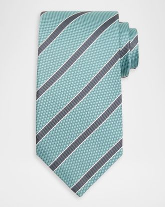 Isaia Men & apos;s Diagonal Stripe Silk Tie