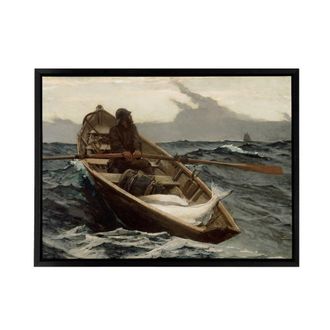 Artery8 Winslow Homer The Fog Warning Framed Canvas Wall Art Print | Size: W24 x H32