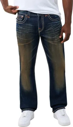 True Religion Ricky Super T Flap Straight Leg Jeans in Dnhd Fallen Vctry at Nordstrom, Size 33