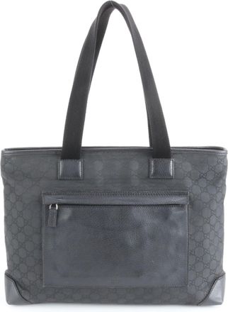 Gucci Black Nylon Leather Handbag Tote Bag (Pre-Owned)