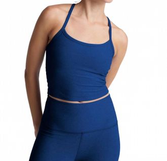 Beyond Yoga Spacedye Slim Racerback Cropped Tank In Marine Blue