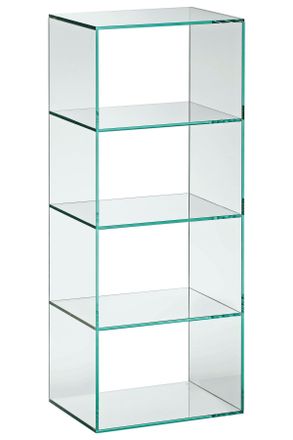 Xora Regal, Transparent, Glas, 3 Fächer, 40x99x30 cm, in verschiedenen Größen erhältlich, Wohnzimmer, Regale, Bücherregale