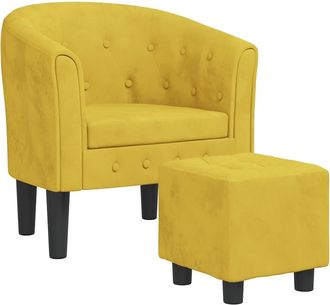vidaXL Sill&oacute;n Con Taburete Terciopelo Amarillo Vidaxl