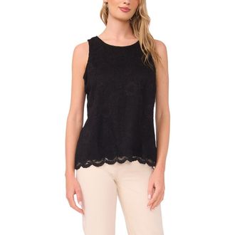 Vince Camuto Lace Sleeveless Top in Rich Black at Nordstrom, Size X-Small