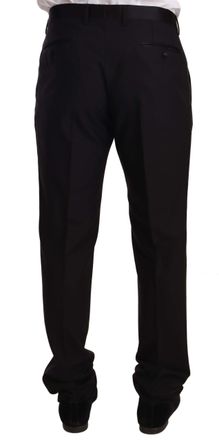 Dolce & Gabbana Mens Virgin Wool Formal Tuxedo Trousers Black Silk