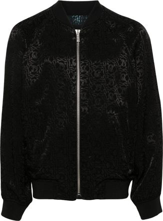 Just Cavalli logo-jacquard bomber jacket - men - Viscose/Polyester/Elastane/Polyamide/Polyester/Acetate/Viscose/Cotton - 50 - Black
