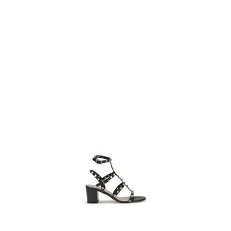 Valentino Garavani Black Calf Leather Bos Taurus Platform Womens Sandals