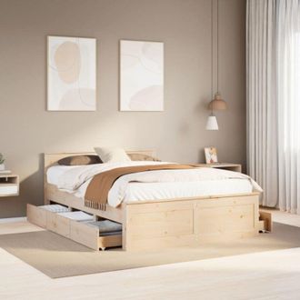 vidaXL Vidaxl - Cama Con Cabecero Sin Colch&oacute;n Madera Maciza De Pino 140x200 Cm