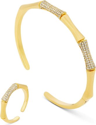 Savvy Cie Jewels GOLD PLATED OVER BRASS BRACELET & RING BOXED SET