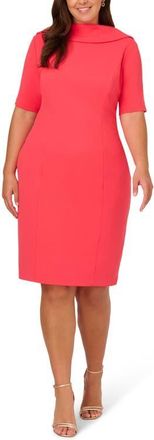 Adrianna Papell Roll Neck Sheath Dress in Beach Rose at Nordstrom, Size 14W