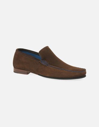 Loake Mens Nicholson Mens Suede Moccasin Shoes - Brown - Size: 10.5