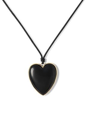 Jennifer Fisher Heart Pendant Cord Necklace in Black at Nordstrom