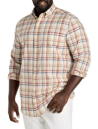 Nautica Big & Tall Plaid Sport Shirt in Coconut Sorbet at Nordstrom, Size Xx-Large